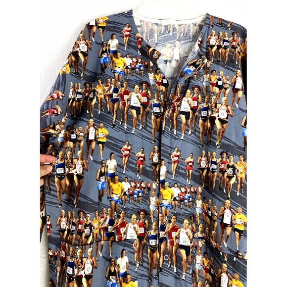 Marathon Running Jogging Sz S Full Button L/S Nurse Medical Vet Scrub Uniform - Picture 3 of 9